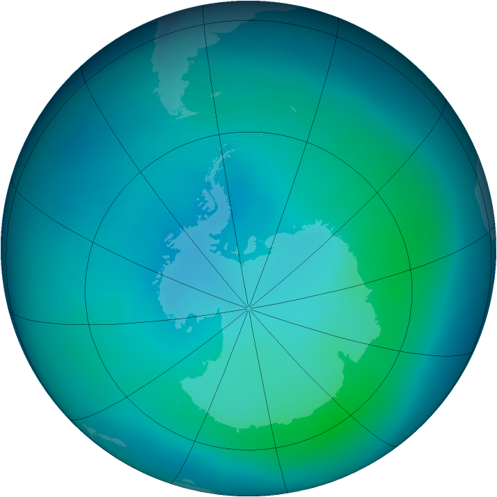 Antarctic ozone map for February 2007